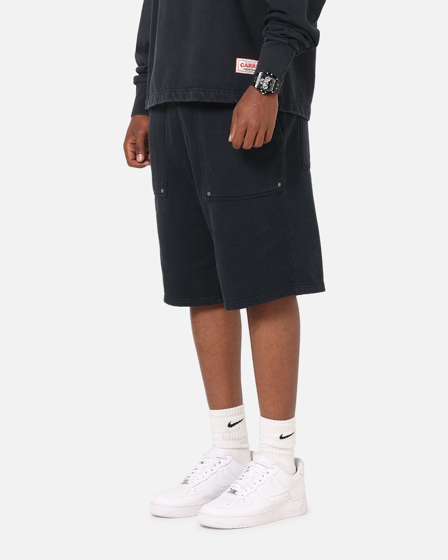 Carre Rivet Baggy Sweat Shorts Charcoal