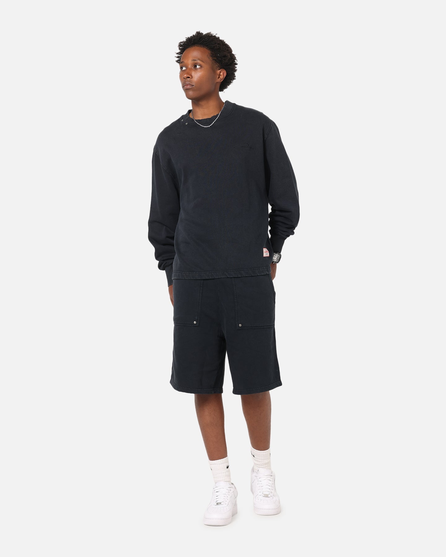 Carre Rivet Baggy Sweat Shorts Charcoal