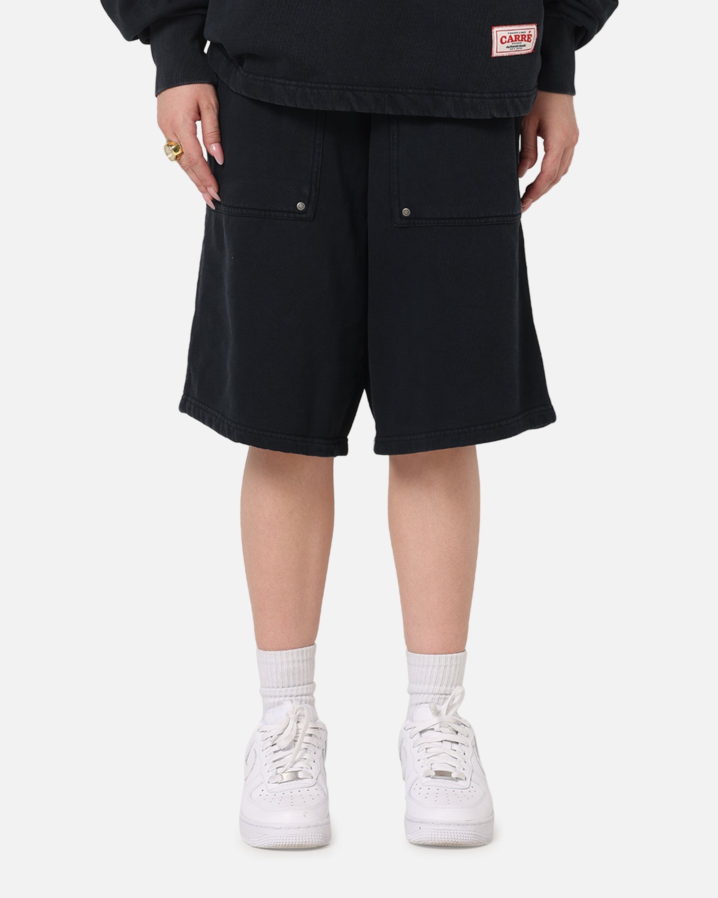 Carre Rivet Baggy Sweat Shorts Charcoal
