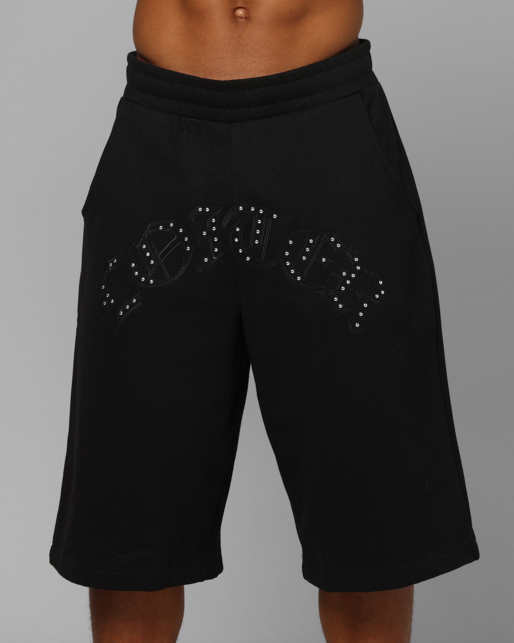 Loiter Destruct Sweat Shorts Black