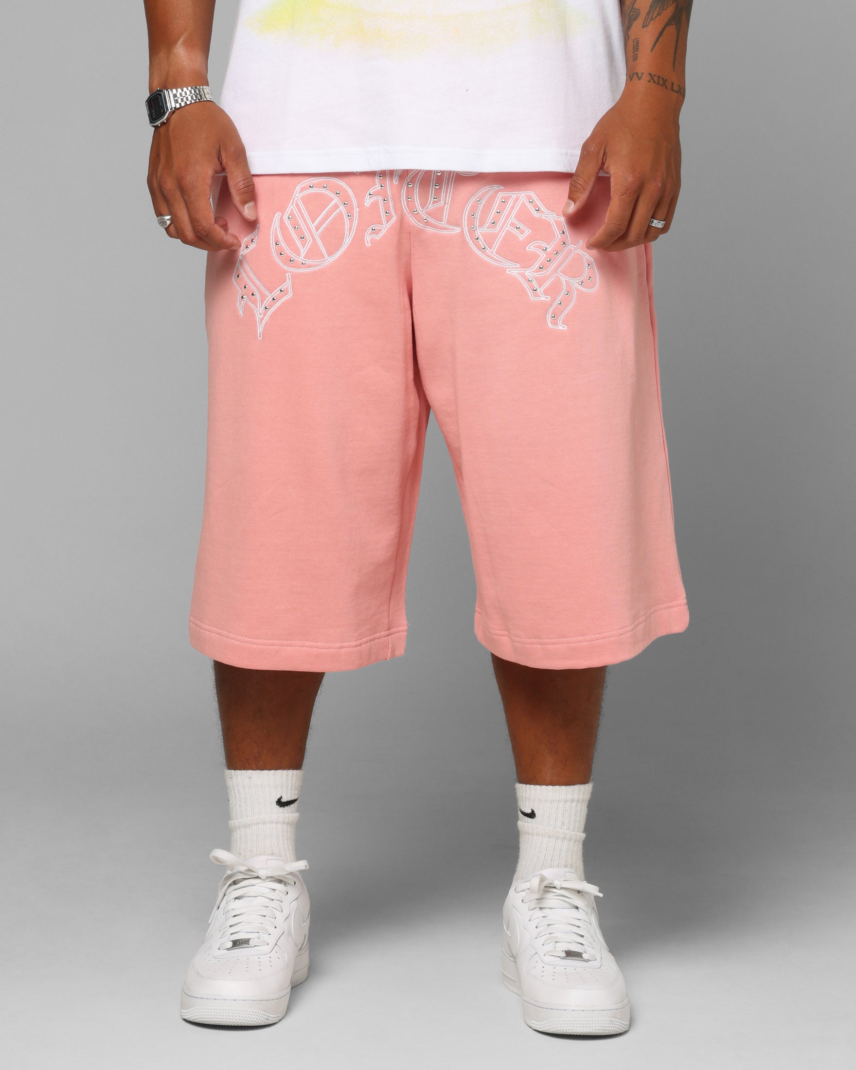 Loiter Destruct Sweat Shorts Pink