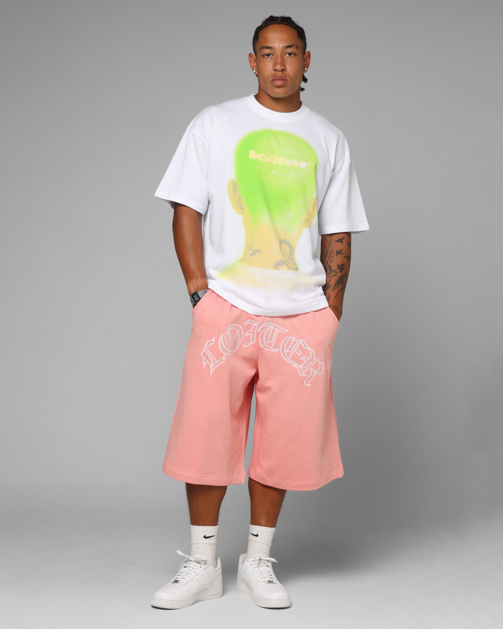 Loiter Destruct Sweat Shorts Pink