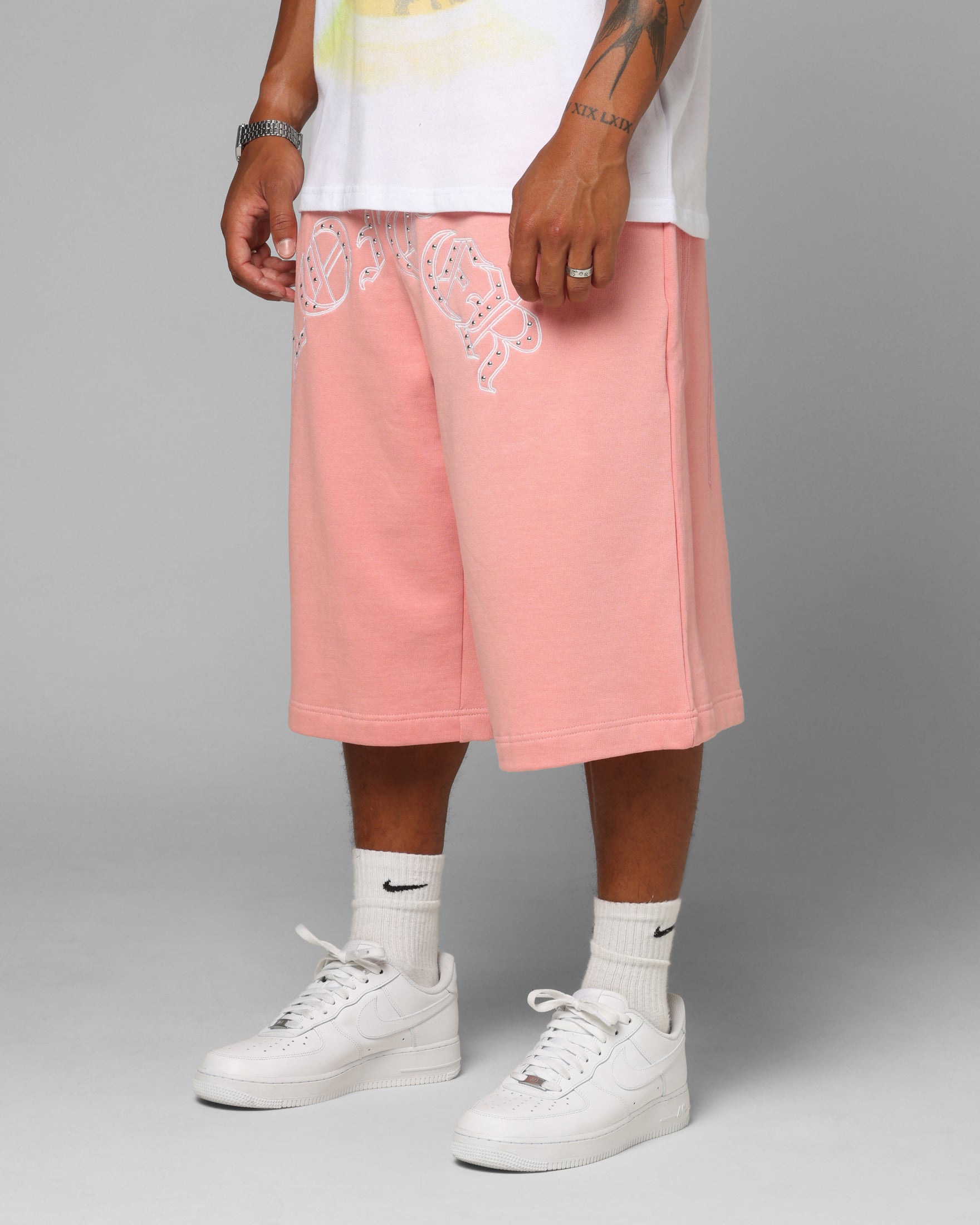 Loiter Destruct Sweat Shorts Pink