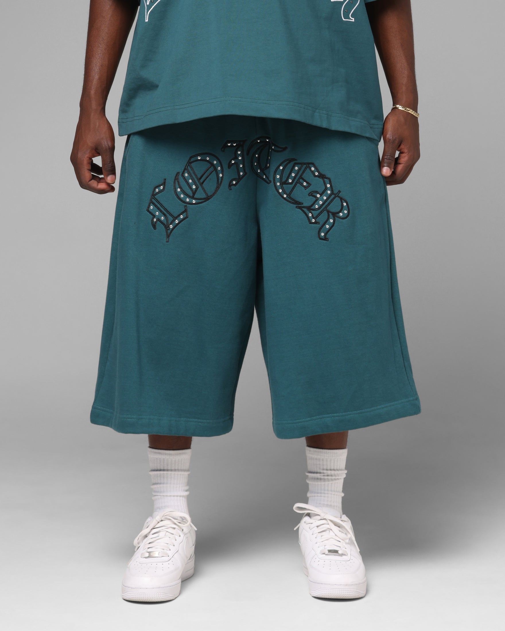 Loiter Destruct Sweat Shorts Teal