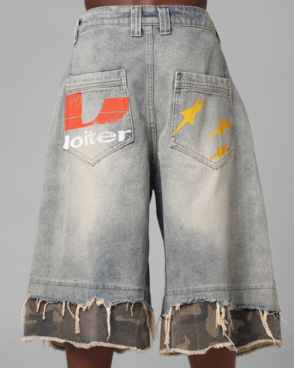Loiter Oil Rig Denim Jorts Blue Wash