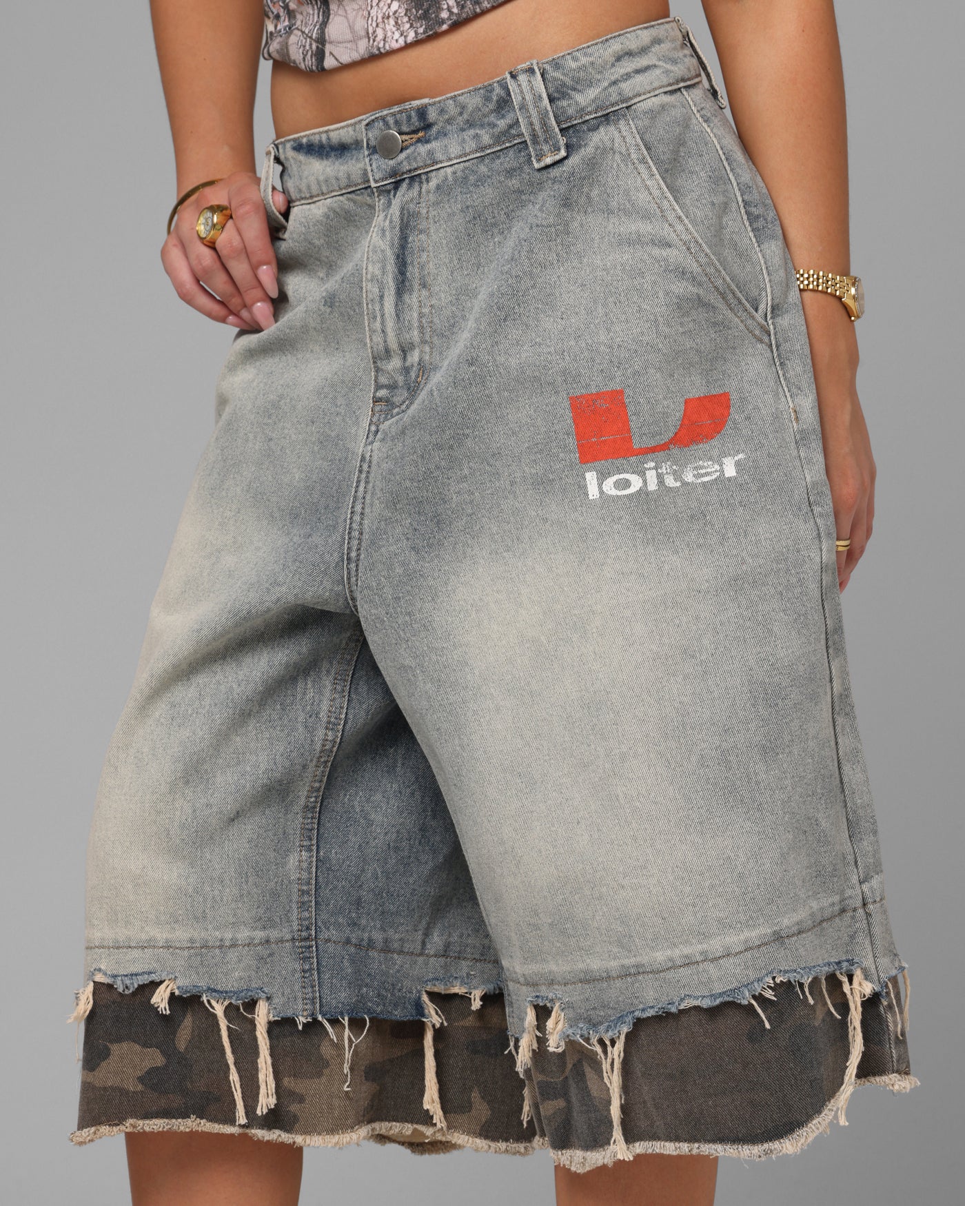 Loiter Oil Rig Denim Jorts Blue Wash