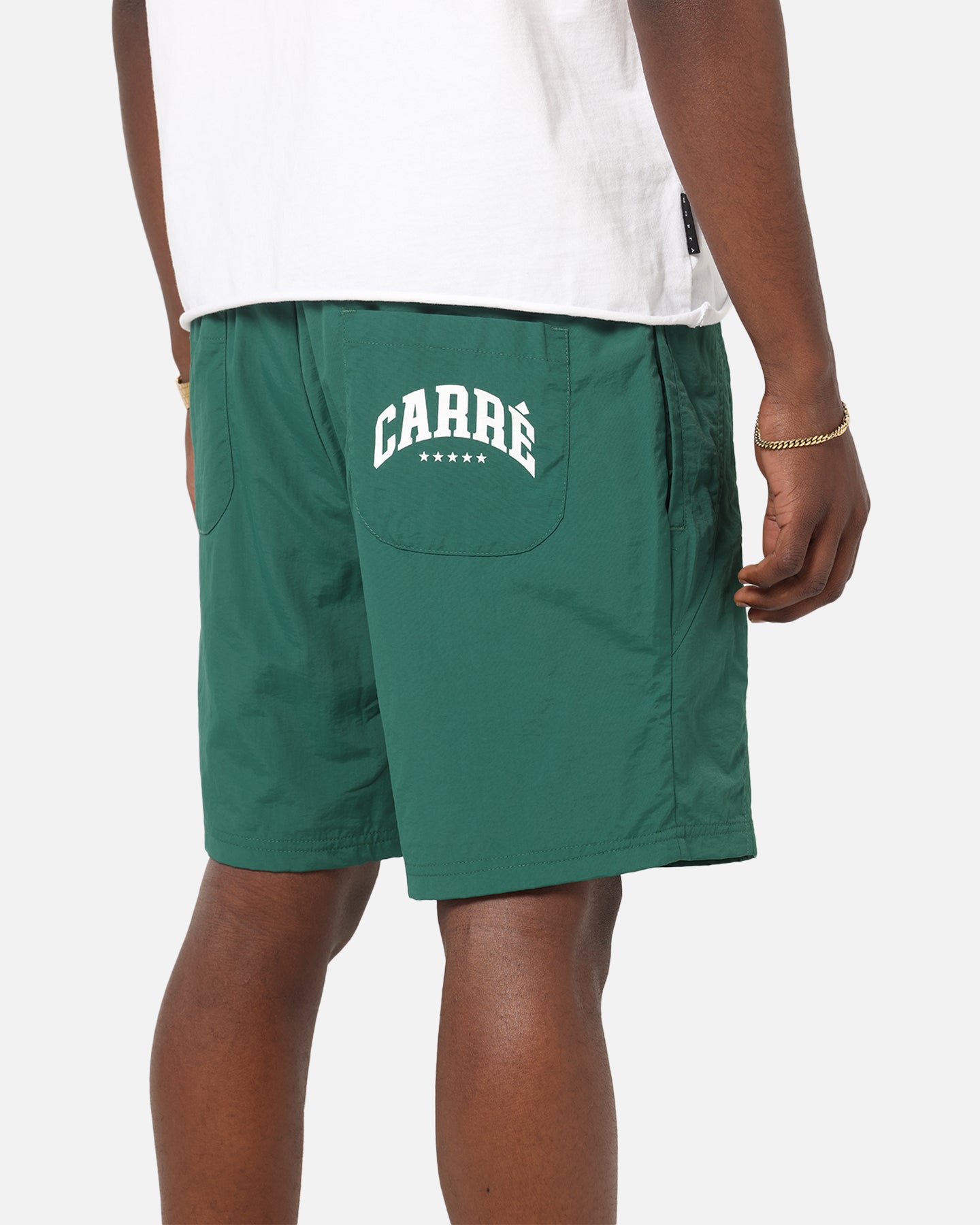 Carre Panelled Nylon Shorts Green