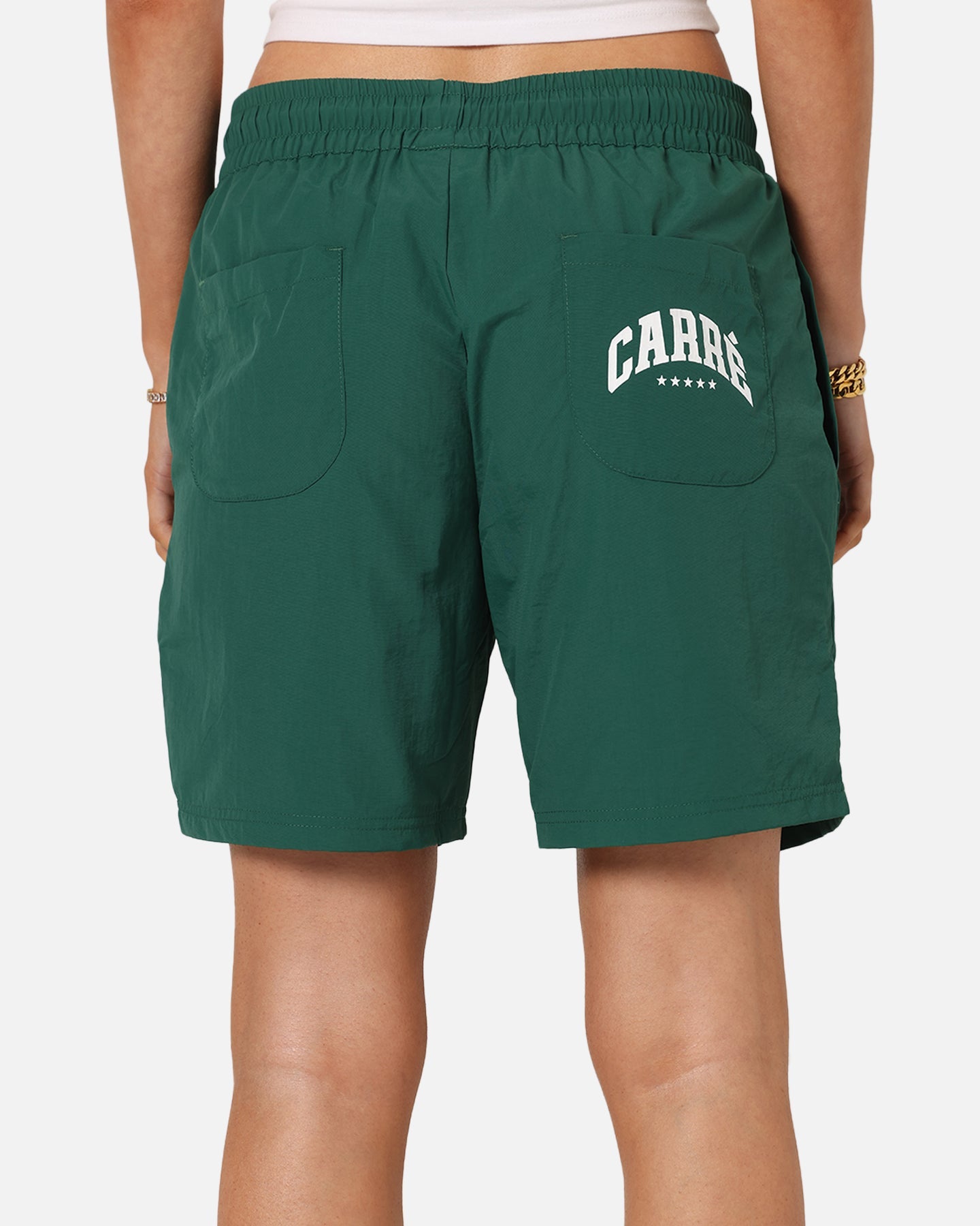 Carre Panelled Nylon Shorts Green