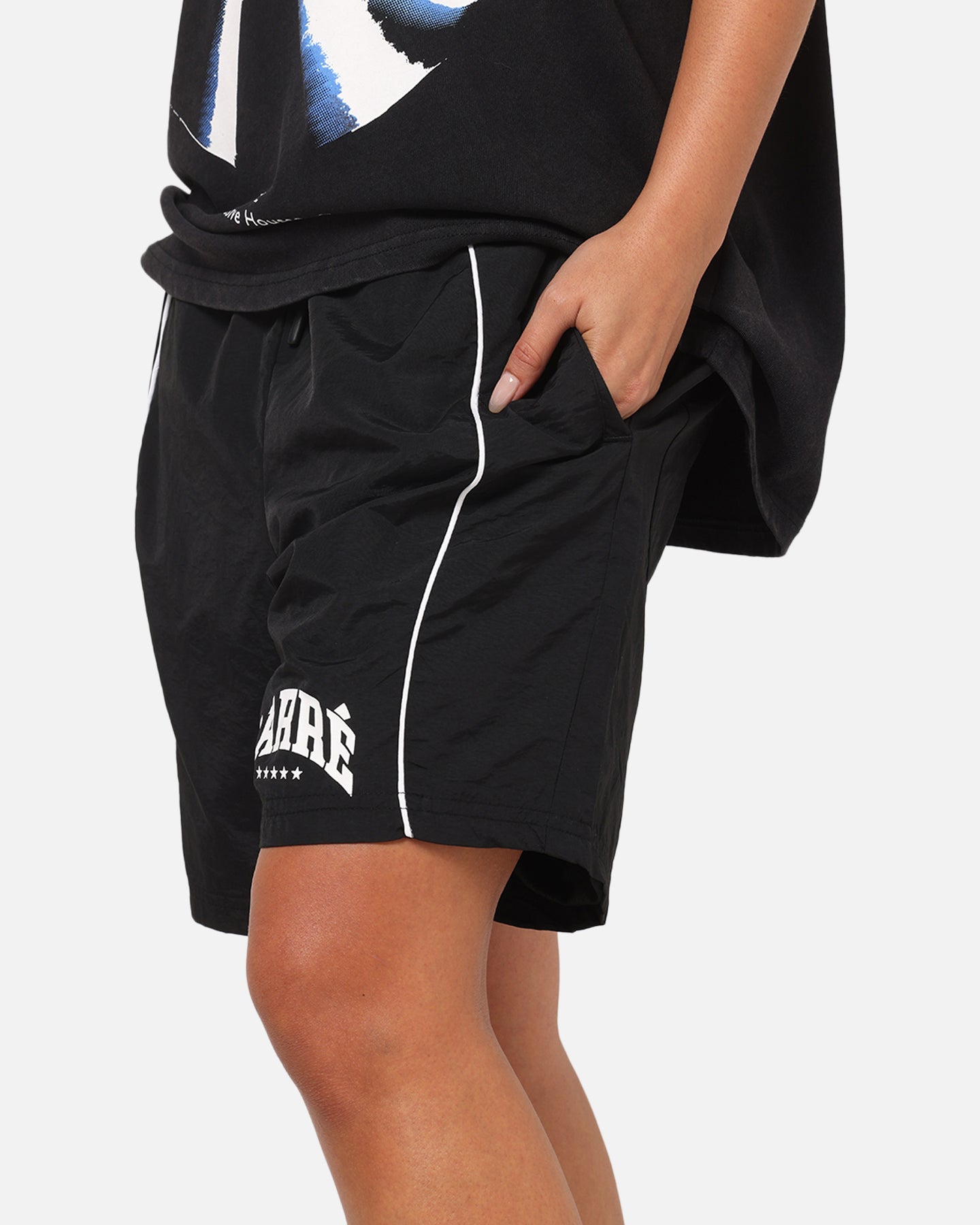 Carre Piped Nylon Shorts Black