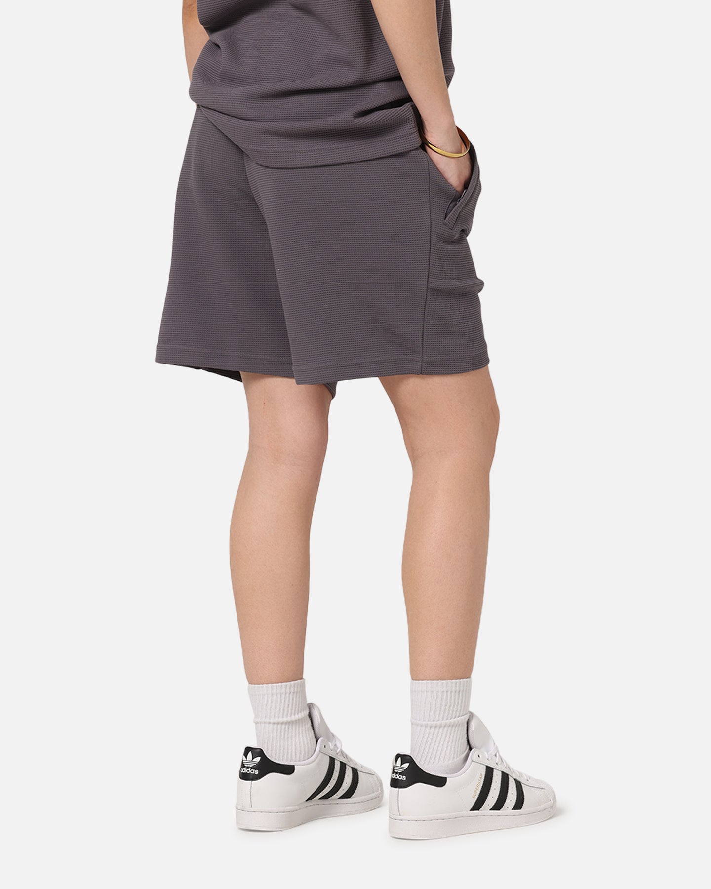 Adidas Trefoil Essentials Waffle Shorts Grey Strata