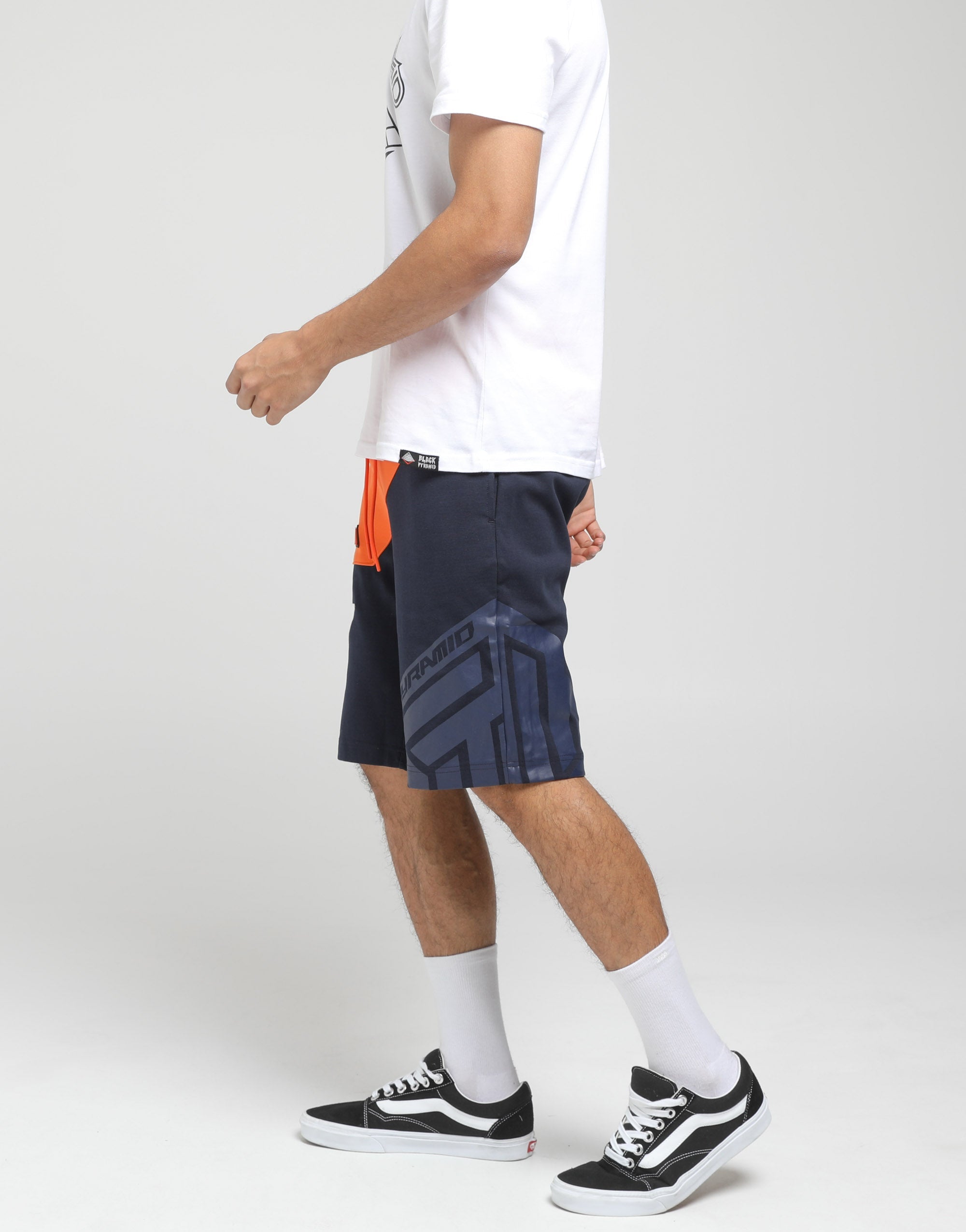 Black Pyramid Diagonal Split Shorts Orange