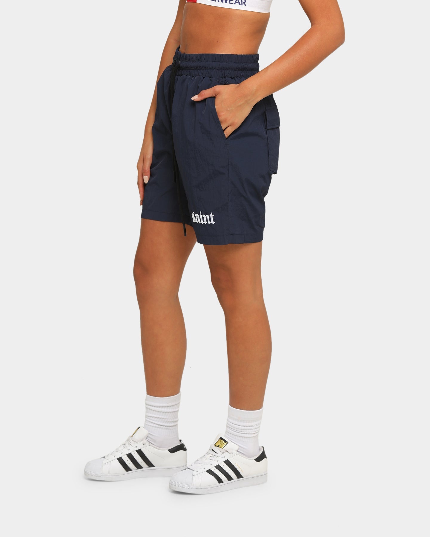 Saint Morta Era Track Shorts Navy/White