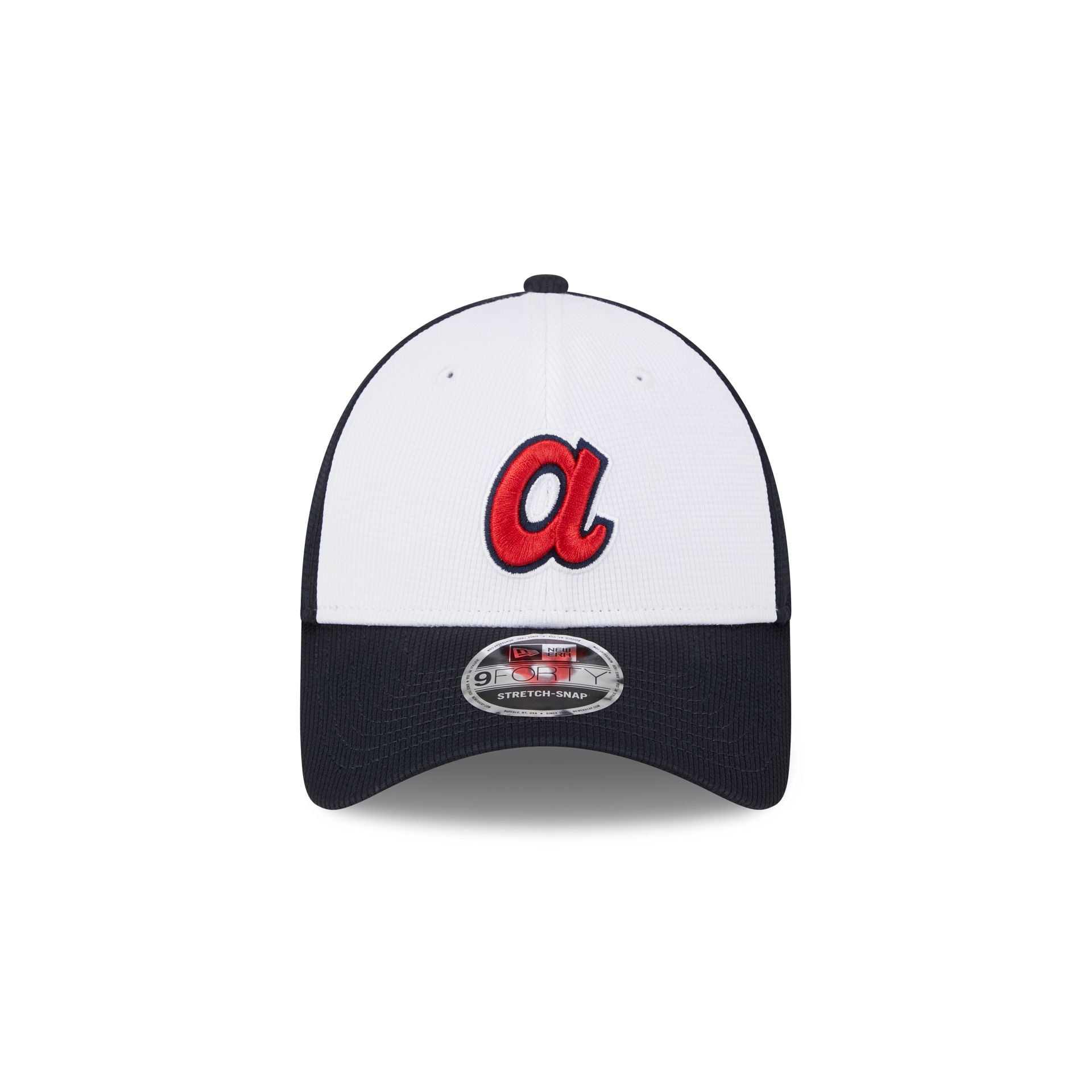 Atlanta Braves 2025 Batting Practice White 9FORTY Stretch-Snap Hat