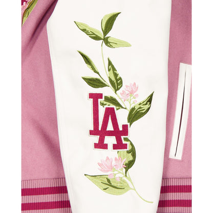 Los Angeles Dodgers Women's Cosmetic Pink Floral Varsity Jacket