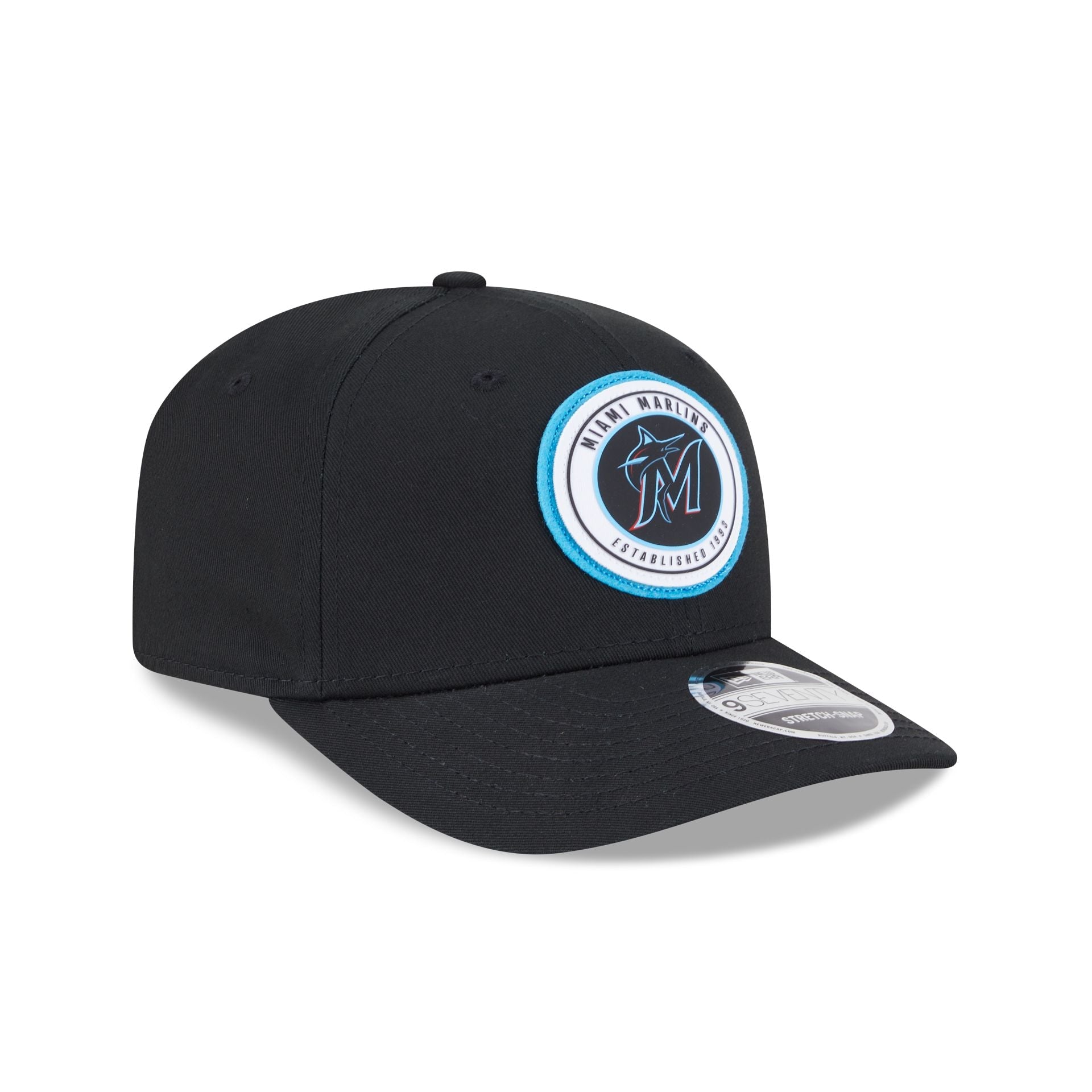 Miami Marlins Circle Patch 9SEVENTY Stretch-Snap Hat