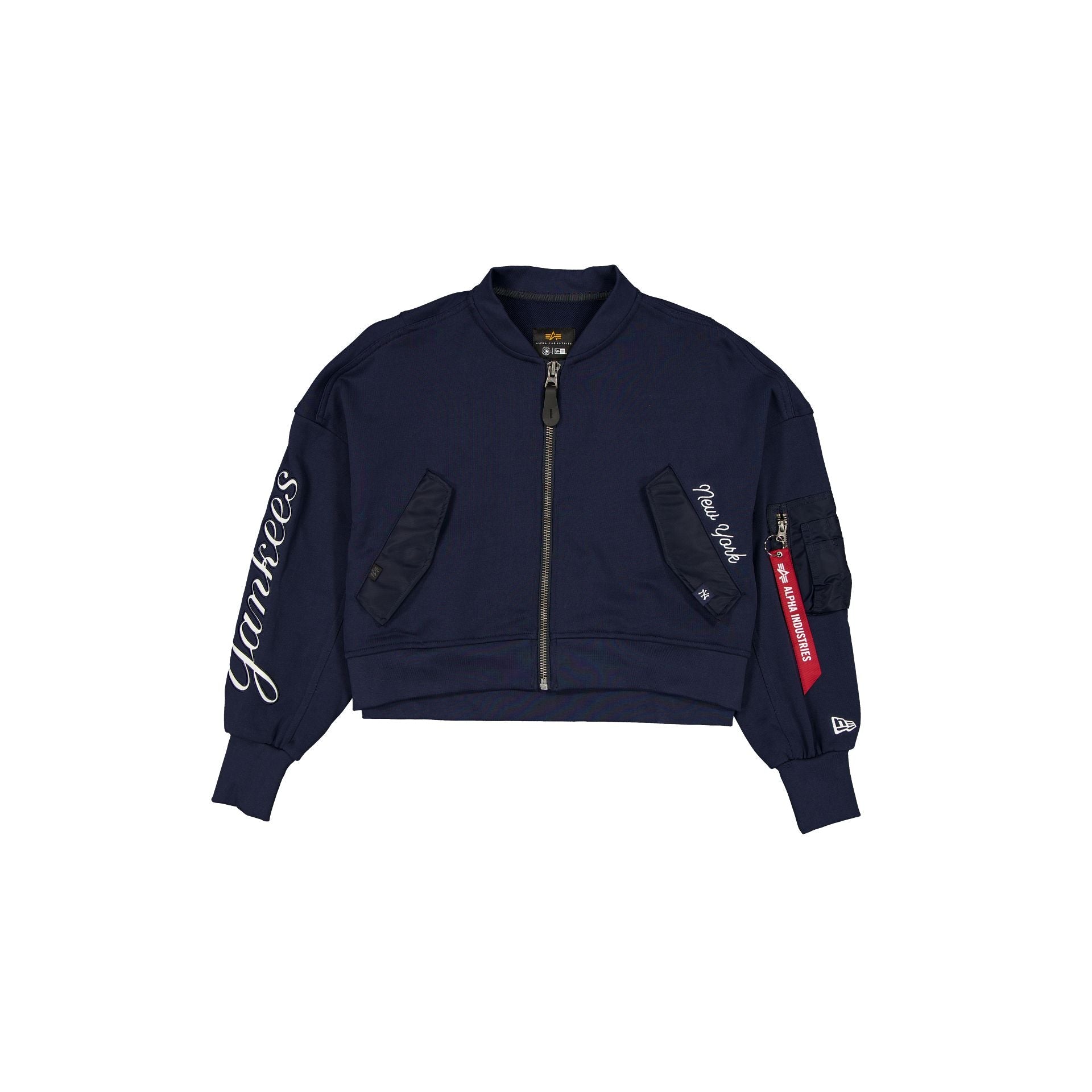Alpha Industries x New York Yankees Navy Women's Full Zip Cropped Fleece Jacket