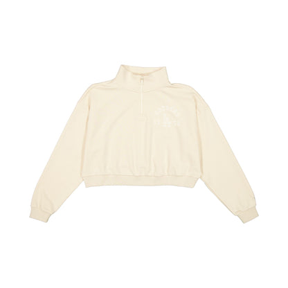 Los Angeles Dodgers Tonel Cropped Light Beige Women's Quarter Zip