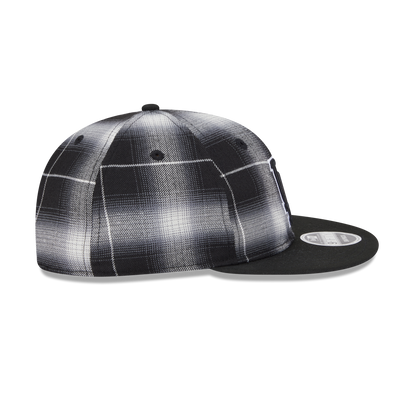 Los Angeles Dodgers Black and White Plaid Retro Crown 9FIFTY Snapback Hat