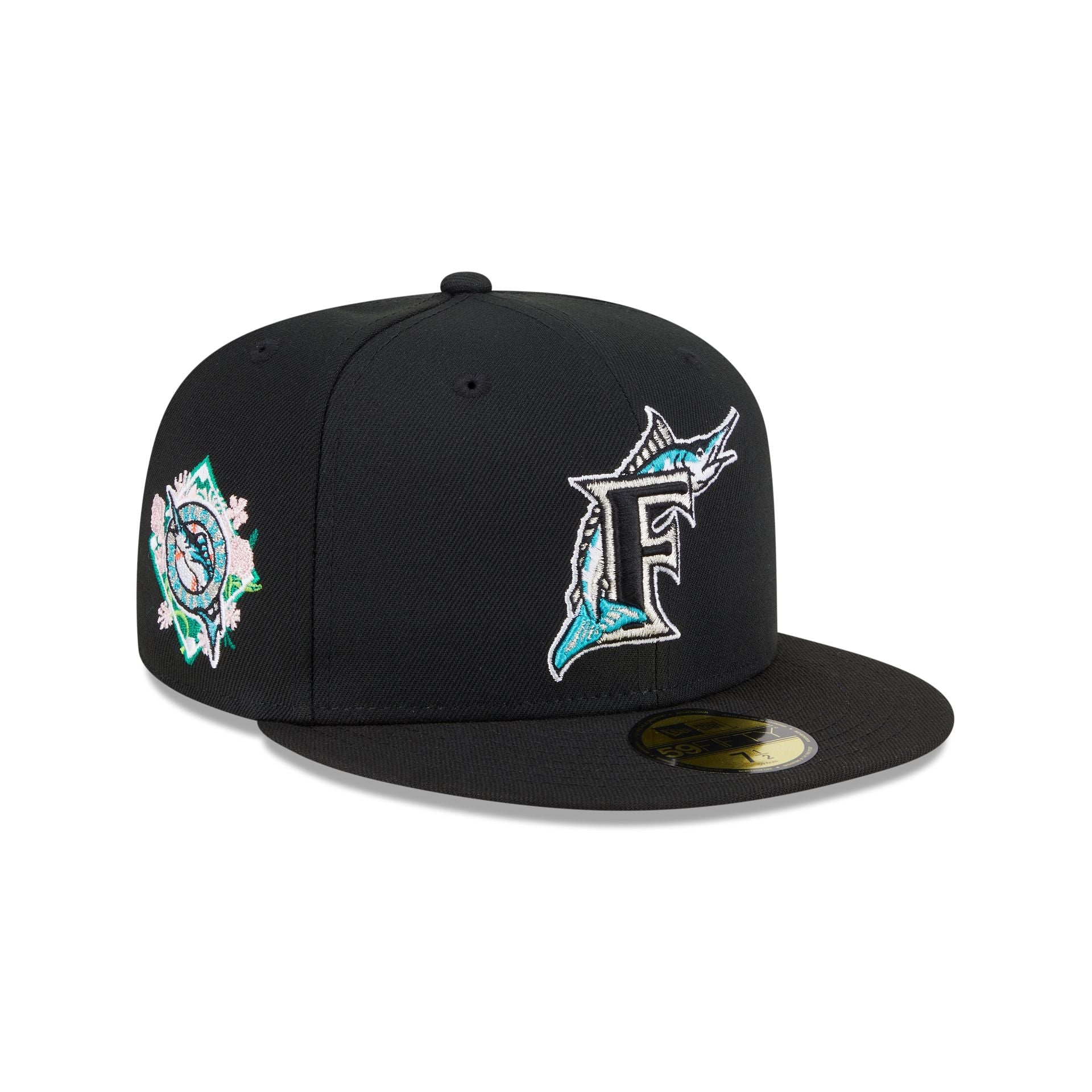 Miami Marlins Floral Undervisor 59FIFTY Fitted Hat