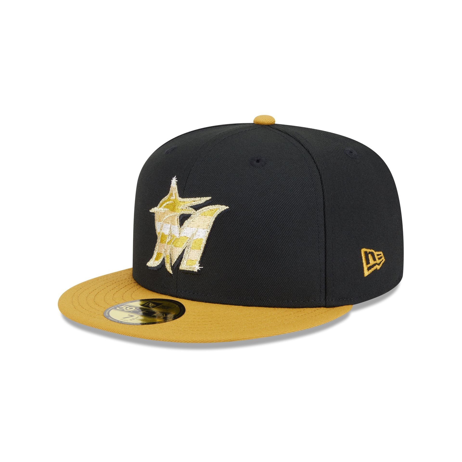 Miami Marlins Metallic Gold Logo 59FIFTY Fitted Hat