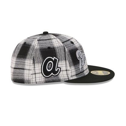 Atlanta Braves Grunge Plaid Retro Crown 59FIFTY Fitted Hat