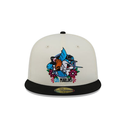 Miami Marlins Day of the Dead Sugar Skull Mascot 59FIFTY Fitted Hat